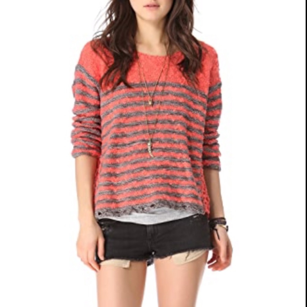 Free People Chunky Striped Oversized Sweater